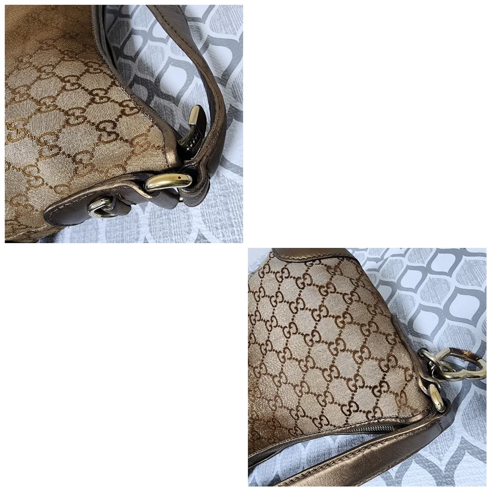 Gucci GG Canvas Heart Bit Hobo Bag Brown